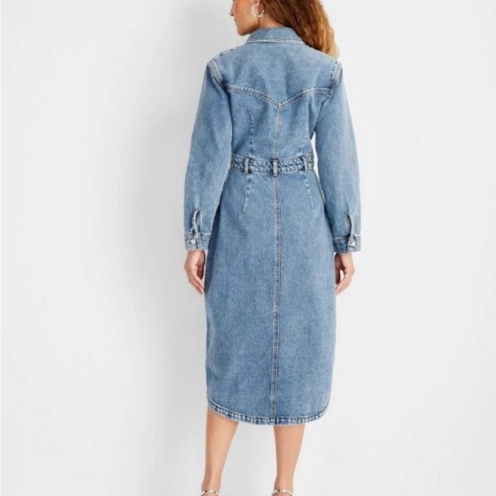 Future Collective Blue Denim Long Sleeve Dress size 4 - Picture 2 of 5